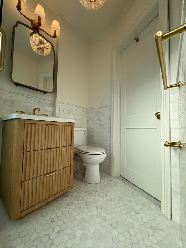 modo bathroom white oak vanity hex floor upper west side nyc